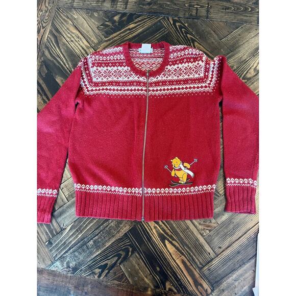 Disney Store Sweaters - VTG Winnie the Pooh Sweater Medium Ramie Wool Nylon Grandma Academia Knit Chunky